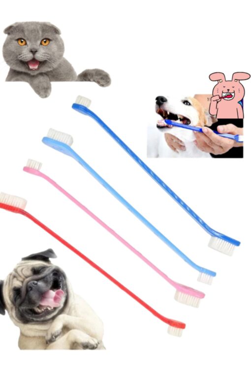 2 adet kedi köpek çift taraflı diş fırçası yavru ve yetişkinler için pet diş sağlığı koruma - Görsel 2