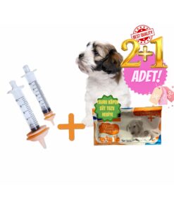 Evcil Hayvan Mini Silikon Meme besleme ucu 2 adet silikon uç ve 1 adet yavru köpek süt tozu hediyeli