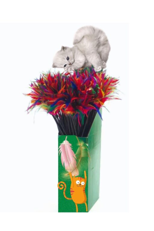 Zilli tüylü esnek kedi oltası 50 cm - Görsel 2