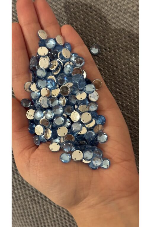 Mavi akrilik yuvarlak dikme kristal taş boncuk 0.4 mm x 100 adet - Görsel 2